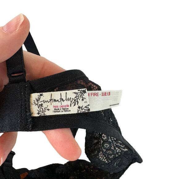 Free People Intimately Hyper Plunge Underwire Bra Black Sheer Lace Small - Picture 8 of 10